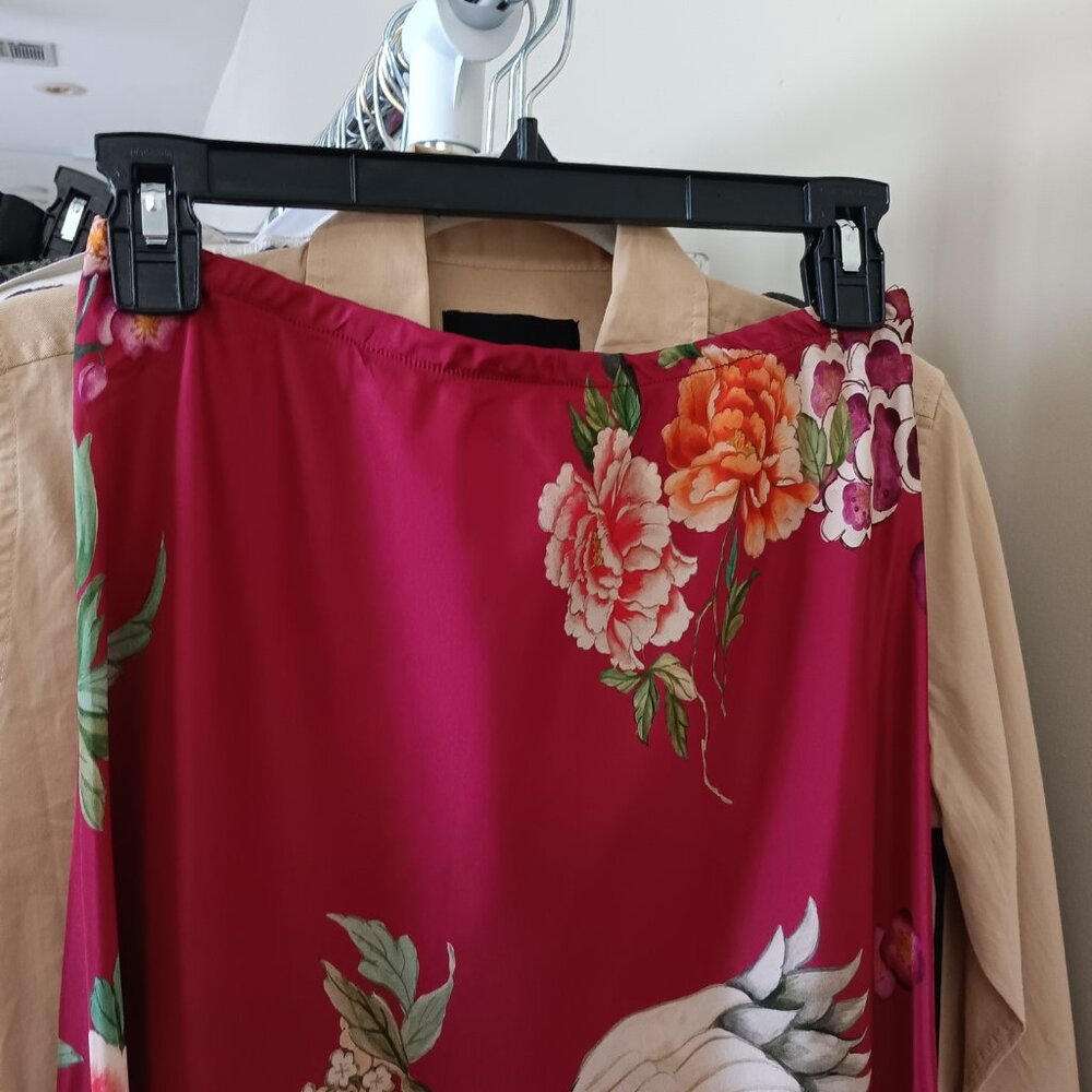bryn Walker Floral Maxi Skirt in Red and Orange
